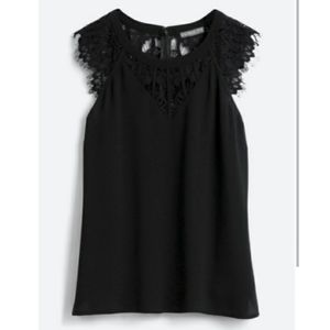 Brixon Ivy lace detail cap sleeve top